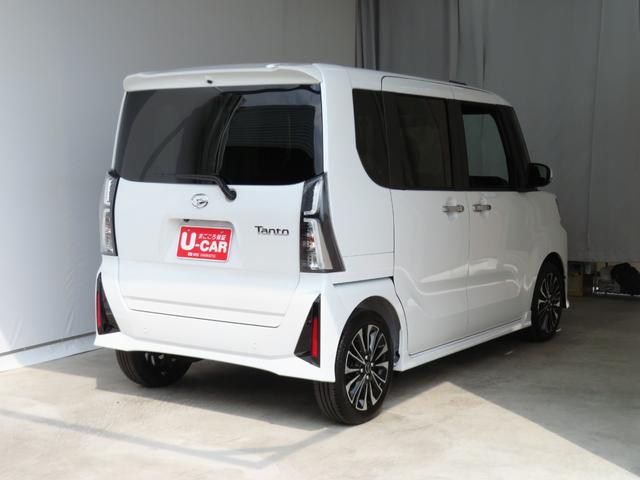 タントカスタムＲＳ　　　　　電動パーキングブレーキ　１年間無料保証両側パワスライドドア　レーンキープＡ　ＩＳＴＯＰ　元試乗車　運転席・助手席シートヒーター　ターボ　ＬＥＤライト　１オーナー　オートライト　キーフリー　パノラマカメラ　コーナーセンサー　オートエアコン（三重県）の中古車