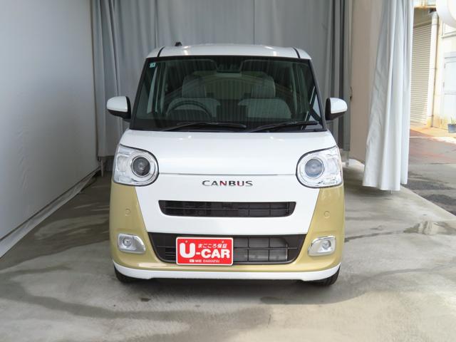 ムーヴキャンバスストライプスＧ　　届出済未使用車　キーフリー　１年間無料保証コーナーセンサー　アイドルストップ　Ｂカメラ　セキュリティアラーム　プッシュスタート　運転席・助手席シートヒーター　ワンオーナー車　ＬＥＤライト　元試乗車　車線逸脱警報　両側パワースライドドア（三重県）の中古車