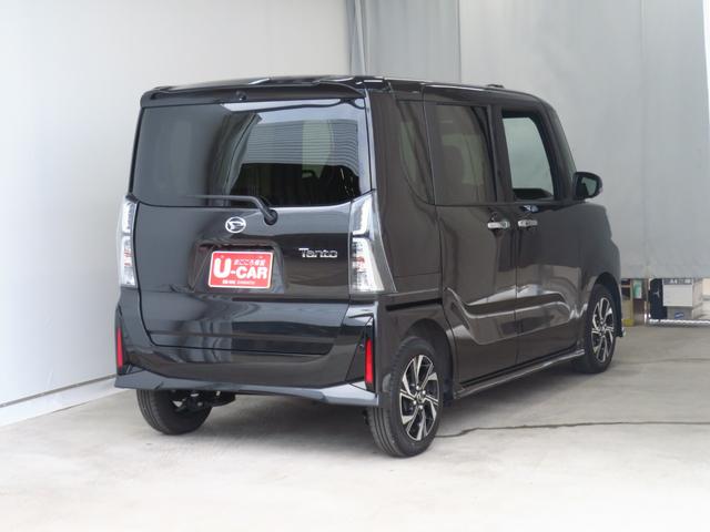 タントカスタムＸ　　　　　　電動パーキングブレーキ　１年間無料保証元代車　３６０°カメラ　衝突軽減ブレーキ　コーナーセンサー　アイドリングストップ機能　　盗難警報装置　ＬＥＤ　前席シートヒーター　オートＬＥＤ　キーフリー　両側パワースライドドア　オートエアコン（三重県）の中古車