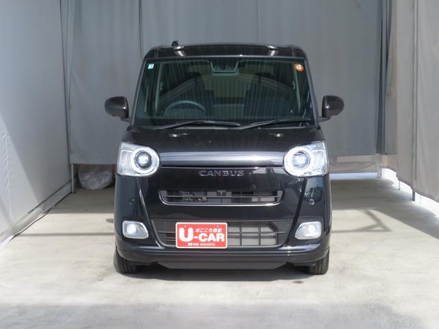 ムーヴキャンバスセオリーＧターボ　　　電動パーキングブレーキ　１年間無料保証衝突回避支援ブレーキ機能　ＬＥＤヘッドライト　電動格納ドアミラー　パノラマカメラ　両側パワースライドドア　コーナーセンサー　運転席・助手席シートヒーター　キーフリー　オートエアコン　パワーウィンドウ（三重県）の中古車