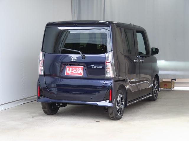 タントカスタムＸ　届出済未使用車　バックカメラ　１年間無料保証衝突軽減ブレーキ　コーナーセンサー　アイドリングストップ　盗難警報装置　ＬＥＤヘッド　ワンオーナー　前席シートヒーター　電動格納ミラー　両側パワースライドドア　キーフリー　電動パーキングブレーキ（三重県）の中古車