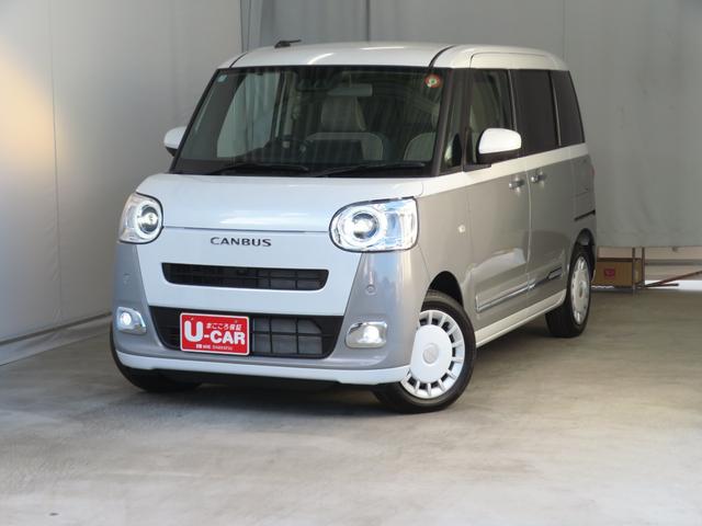 ムーヴキャンバスストライプスＧ　　届出済未使用車　キーフリー　１年間無料保証ＢＬＵＥＴＯＯＴＨ　地デジ　ＵＳＢポート　Ｓヒーター　ワンオーナー車　９型ディスプレイオーディオ　パノラマカメラ　電動パーキングブレーキ　両側パワースライドドア　コーナーセンサー　オートエアコン（三重県）の中古車