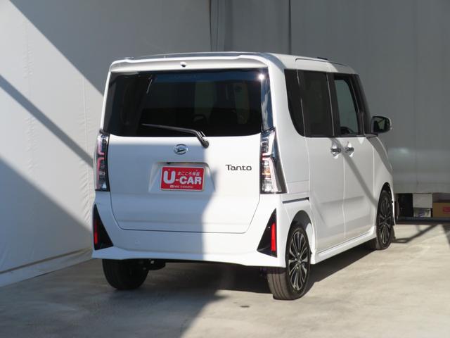 タントカスタムＲＳ　届出済未使用車　オートエアコン　１年間無料保証両側パワスライドドア　元試乗車　地デジ　ＢＴ対応　ＬＥＤライト　ＵＳＢ接続　バックカメラ　キーフリー　運転席・助手席シートヒーター　電動パーキングブレーキ　コーナーセンサー　９型ディスプレイオーディオ（三重県）の中古車