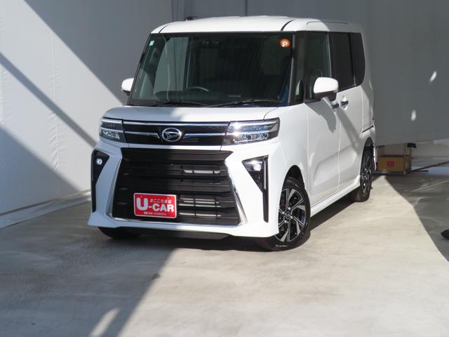 タントカスタムＸ　　　　　　電動パーキングブレーキ　１年間無料保証衝突軽減ブレーキ　コーナーセンサー　アイドリングストップ　　盗難警報装置　ＬＥＤ　ワンオーナー　前席シートヒーター　パノラマカメラ　キーフリー　オートエアコン　両側パワースライドドア　パワーウィンドウ（三重県）の中古車