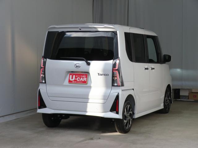 タントカスタムＸ　　　届出済未使用車　バックカメラ　１年間無料保証衝突軽減ブレーキ　コーナーセンサー　Ｂｌｕｅｔｏｏｔｈ　ＴＶ　ＬＥＤ　ワンオーナー　９型ディスプレイオーディオ　電動パーキングブレーキ　運転席・助手席シートヒーター　キーフリー　両側パワースライドドア（三重県）の中古車