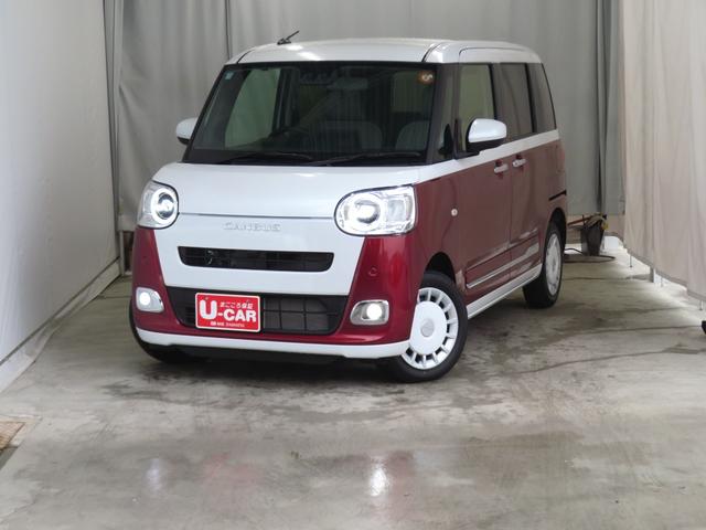 ムーヴキャンバスストライプスＧターボ　電動パーキングブレーキ　１年間無料保証２０２６初売り１／４〜　　Ｂカメラ　１オーナー　地デジ　シートＨ　左右オートスライド　ＬＥＤヘッドライト　元試乗車　記録簿　純正９型ディスプレイオーディオ　キーフリー　コーナーセンサー　ワイヤレス充電（三重県）の中古車