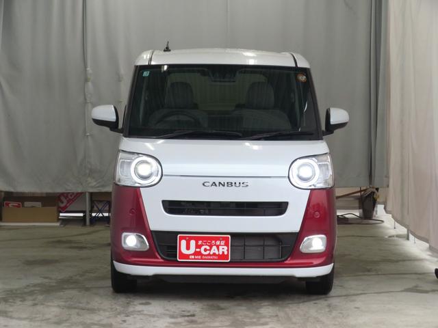 ムーヴキャンバスストライプスＧターボ　電動パーキングブレーキ　１年間無料保証２０２６初売り１／４〜　　Ｂカメラ　１オーナー　地デジ　シートＨ　左右オートスライド　ＬＥＤヘッドライト　元試乗車　記録簿　純正９型ディスプレイオーディオ　キーフリー　コーナーセンサー　ワイヤレス充電（三重県）の中古車