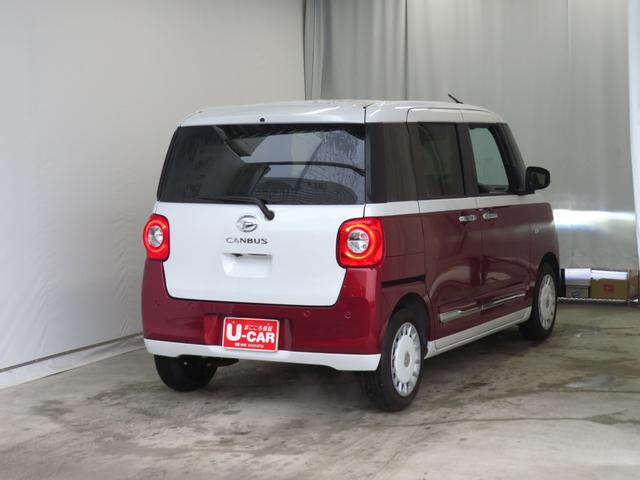 ムーヴキャンバスストライプスＧターボ　電動パーキングブレーキ　１年間無料保証２０２６初売り１／４〜　　Ｂカメラ　１オーナー　地デジ　シートＨ　左右オートスライド　ＬＥＤヘッドライト　元試乗車　記録簿　純正９型ディスプレイオーディオ　キーフリー　コーナーセンサー　ワイヤレス充電（三重県）の中古車