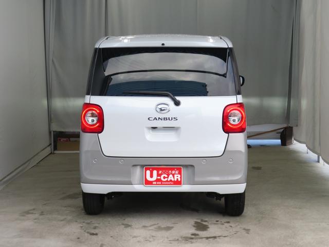 ムーヴキャンバスストライプスＧ　運転席・助手席シートヒーター　１年間無料保証アイドルストップ　Ｂカメラ　セキュリティアラーム　プッシュスタート　キーフリー　ワンオーナー　ＬＥＤライト　元試乗車　車線逸脱警報　電動パーキングブレーキ　両側パワースライドドア　コーナーセンサー（三重県）の中古車