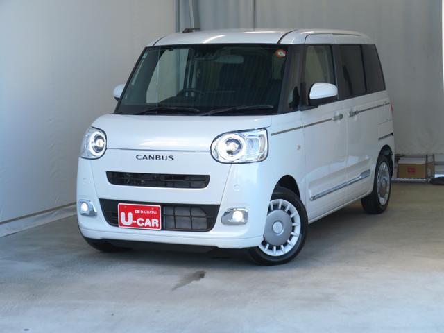 ムーヴキャンバスセオリーＧターボ　　　ｅｃｏＩＤＬＥ非装着車　１年間無料保証衝突回避支援ブレーキ機能　Ｂｌｕｅｔｏｏｔｈ　地デジ　シ−トヒ−タ−　ＬＥＤヘッドライト　純正９型ディスプレイオーディオ　パノラマカメラ　電動パーキングブレーキ　両側パワースライドドア　キーフリー（三重県）の中古車