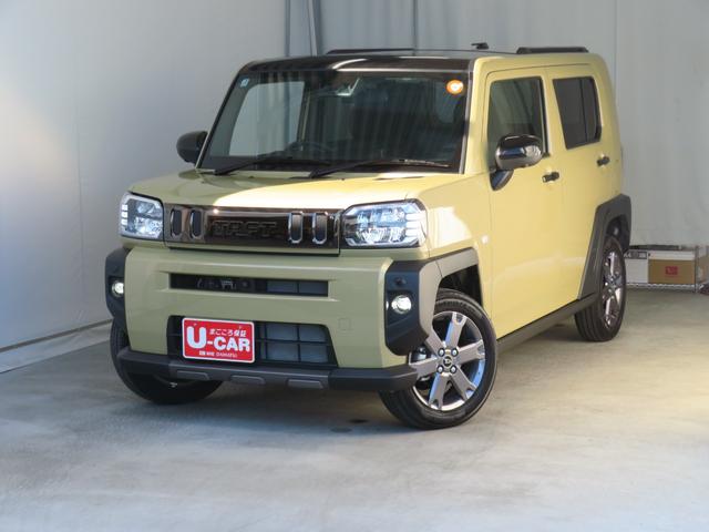 タフトＧターボ　ダーククロムベンチャー　キーフリー　１年間無料保証車線逸脱警報装置　衝突回避支援ブレーキ　シートヒータ　電動格納ドアミラー　安全ボディ　ＬＥＤ　ムーンルーフ　Ａストップ　ターボ車　パノラマカメラ　電動パーキングブレーキ　コーナーセンサー（三重県）の中古車