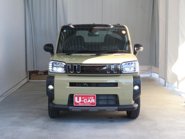 タフトＧターボ　ダーククロムベンチャー　キーフリー　１年間無料保証車線逸脱警報装置　衝突回避支援ブレーキ　シートヒータ　電動格納ドアミラー　安全ボディ　ＬＥＤ　ムーンルーフ　Ａストップ　ターボ車　パノラマカメラ　電動パーキングブレーキ　コーナーセンサー（三重県）の中古車