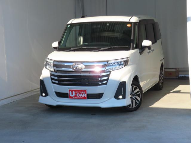 トールカスタムＧ　　　純正７型ナビ　パノラマカメラ　１年間無料保証ＬＥＤライト　ブルートゥース　Ｉストップ　電格ミラー　ウォークスルー　ＤＶＤ　ワンオーナー　ＥＴＣ　ＵＳＢ　前後ドラレコ　電動パーキングブレーキ　両側パワースライドドア　コーナーセンサー　キーフリー（三重県）の中古車