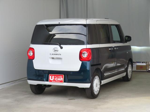 ムーヴキャンバスストライプスＧターボ　電動パーキングブレーキ　１年間無料保証１オーナー　運転席・助手席シートヒーター　左右オートスライド　ＬＥＤヘッドライト　コーナーセンサー　元試乗車　ターボ車　記録簿　レーンキープ　ベンチシート　パノラマカメラ　キーフリー　オートエアコン（三重県）の中古車