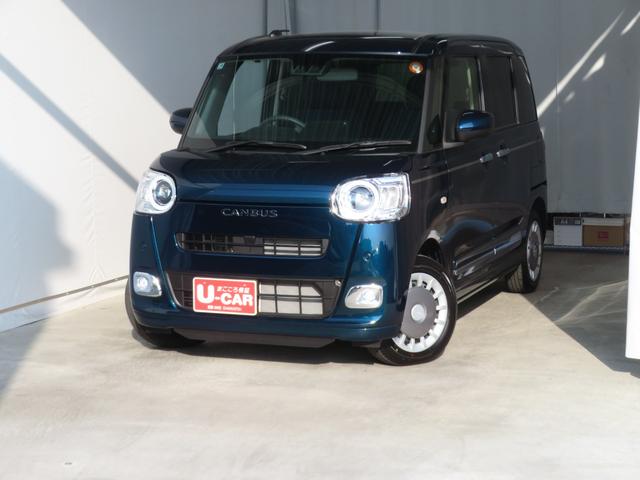 ムーヴキャンバスセオリーＧ　　　運転席・助手席シートヒーター　１年間無料保証衝突軽減ブレーキ　電動パーキングブレーキ　バックカメラ　コーナーセンサー　キーフリー　電動格納式ミラー　ＬＥＤヘッド　両側オートスライドドア　ベンチシート　衝突安全ボディ　ワンオーナー　ＡＢＳ（三重県）の中古車