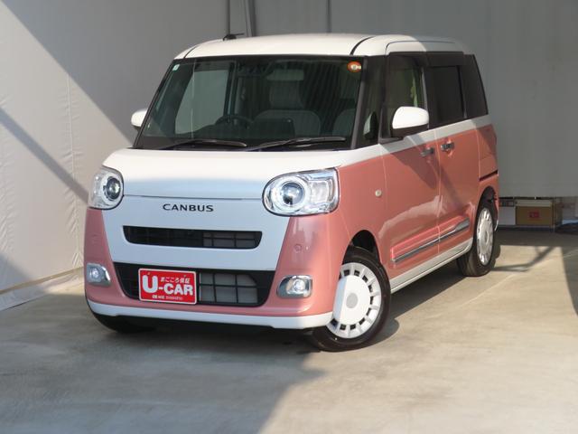 ムーヴキャンバスストライプスＧ　運転席・助手席シートヒーター　１年間無料保証パノラマカメラ　電動パーキングブレーキ　車線逸脱　運転席助手席エアバッグ　試乗車ＵＰ　アイスト　衝突安全ボディ　キーフリー　ＬＥＤライト　ワンオーナー　ＡＢＳ　両側パワースライドドア　コーナーセンサー（三重県）の中古車