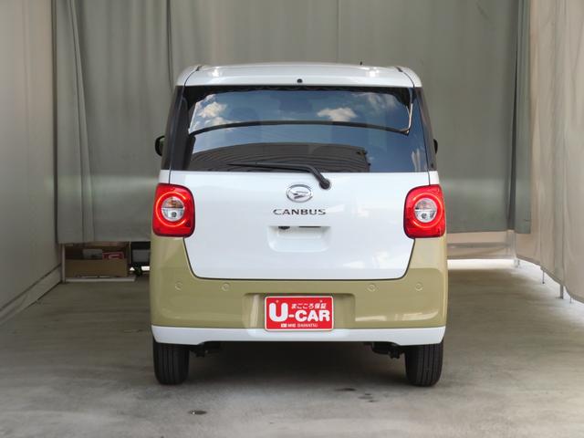 ムーヴキャンバスストライプスＧターボ　両側パワースライドドア　１年間無料保証電動パーキングブレーキ　コーナーセンサー　パノラマカメラ　デモカーＵＰ　車線逸脱警告　運転席助手席エアバッグ　１オーナー　衝突安全ボディ　記録簿　ＡＢＳ　運転席・助手席シートヒーター　キーフリー（三重県）の中古車