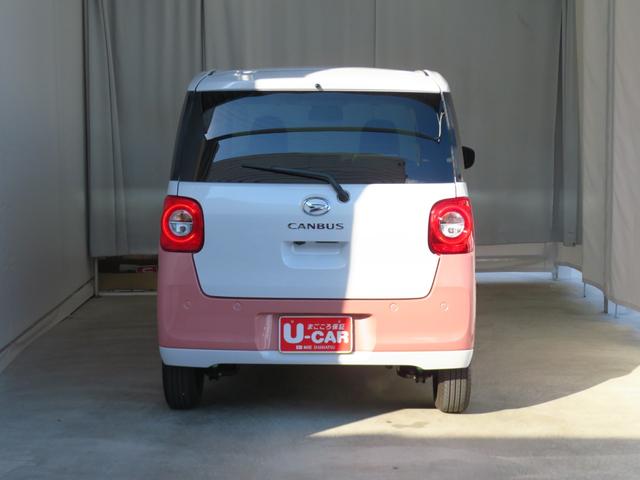 ムーヴキャンバスストライプスＧ　運転席・助手席シートヒーター　１年間無料保証電動パーキングブレーキ　コーナーセンサー　バックカメラ　運転席助手席エアバッグ　試乗車ＵＰ　衝突安全ボディ　キーフリー　ＬＥＤヘッドライト　ワンオーナー　両側パワースライドドア　オートエアコン（三重県）の中古車