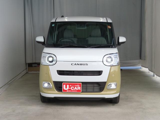 ムーヴキャンバスストライプスＧ　運転席・助手席シートヒーター　１年間無料保証コーナーセンサー　両側パワースライドドア　運転席助手席エアバッグ　試乗車ＵＰ　衝突安全ボディ　キーフリー　ＬＥＤライト　ワンオーナー　電動パーキングブレーキ　バックカメラ　オートエアコン（三重県）の中古車