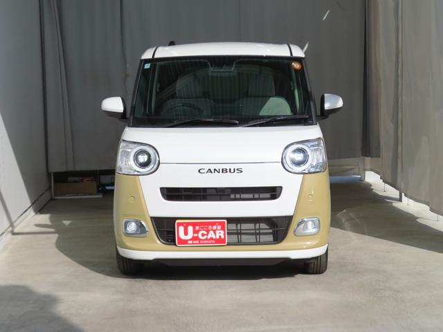 ムーヴキャンバスストライプスＧ　運転席・助手席シートヒーター　１年間無料保証電動パーキングブレーキ　コーナーセンサー　電動格納ミラー　Ｗパワースライドドア　前後誤発進抑制　セキュリティーアラーム　バックカメラ　試乗車ＵＰ　プッシュスタート　車線逸脱警告　オートエアコン（三重県）の中古車