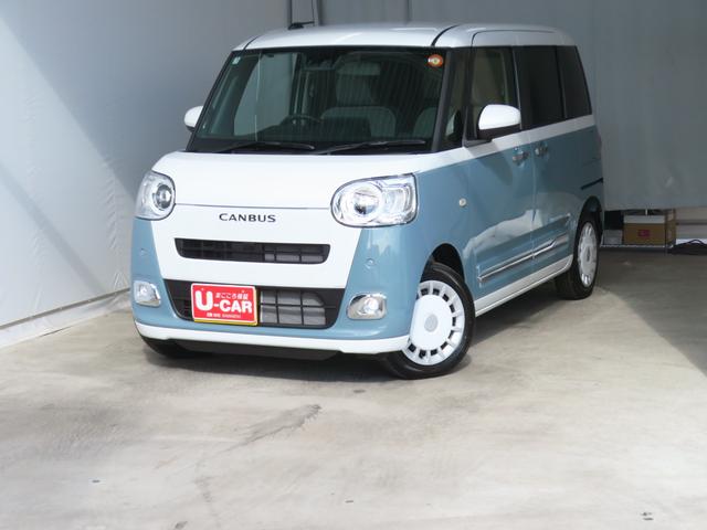 ムーヴキャンバスストライプスG バックカメラ オートエアコン 1年間無料保証元ディーラー代車 電動パーキングブレーキ コーナーセンサー 純正9型ディスプレイオーディオ Wパワースライドドア 地デジ Bluetooth対応 前後誤発進抑制 シートヒーター HDMI接続(三重県)の中古車