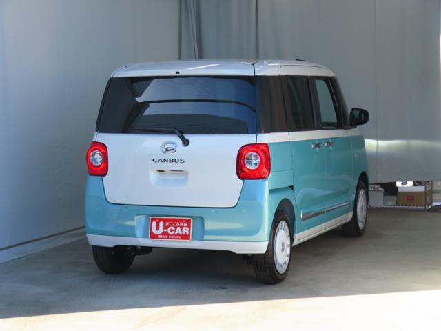 ムーヴキャンバスストライプスＧ　　届出済未使用車　キーフリー　１年間無料保証電動パーキングブレーキ　コーナーセンサー　両側パワースライドドア　純正９型ディスプレイオーディオ　運転席・助手席シートヒーター　バックカメラ　地デジ　試乗車ＵＰ　Ｂｌｕｅｔｏｏｔｈ対応　ＨＤＭＩ接続（三重県）の中古車