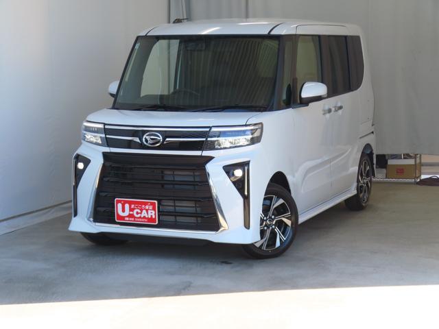 タントカスタムX 届出済未使用車 パワーウィンドウ 1年間無料保証電動パーキングブレーキ コーナーセンサー オートエアコン バックカメラ 1オーナー 展示車 両側パワースライドドア 運転席・助手席シートヒーター キーフリー 電動格納ミラー LEDヘッドライト(三重県)の中古車