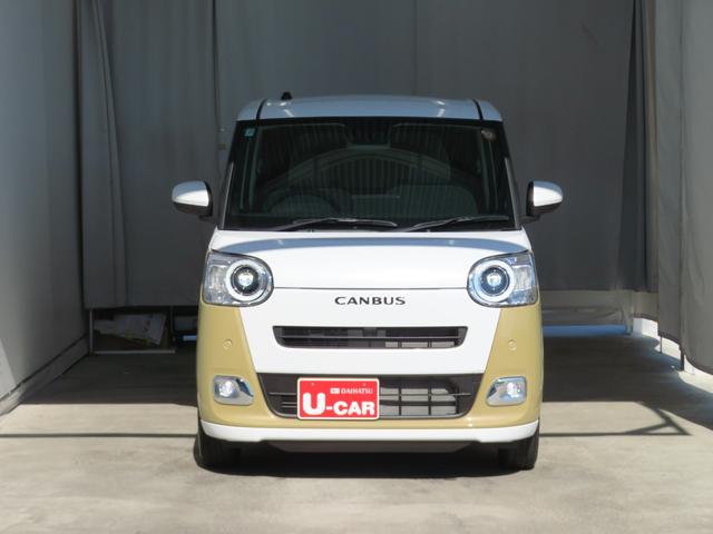 ムーヴキャンバスストライプスＧ　運転席・助手席シートヒーター　１年間無料保証電動パーキングブレーキ　コーナーセンサー　Ｗパワースライドドア　前後誤発進抑制　点検記録簿　セキュリティーアラーム　バックカメラ　試乗車ＵＰ　プッシュスタート　車線逸脱警告　キーフリー　オートエアコン（三重県）の中古車