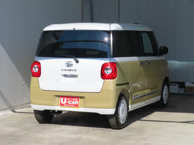 ムーヴキャンバスストライプスＧ　運転席・助手席シートヒーター　１年間無料保証電動パーキングブレーキ　コーナーセンサー　Ｗパワースライドドア　前後誤発進抑制　点検記録簿　セキュリティーアラーム　バックカメラ　試乗車ＵＰ　プッシュスタート　車線逸脱警告　キーフリー　オートエアコン（三重県）の中古車