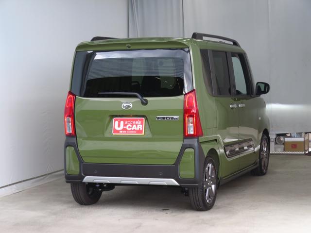 タントファンクロスターボ　　両側パワースライドドア　１年間無料保証電動パーキングブレーキ　コーナーセンサー　アイドリングストップ機能　ワンオーナー車　展示試乗車　ＬＥＤライト　車線逸脱警報　電動格納ドアミラー　パノラマカメラ　運転席・助手席シートヒーター　キーフリー（三重県）の中古車