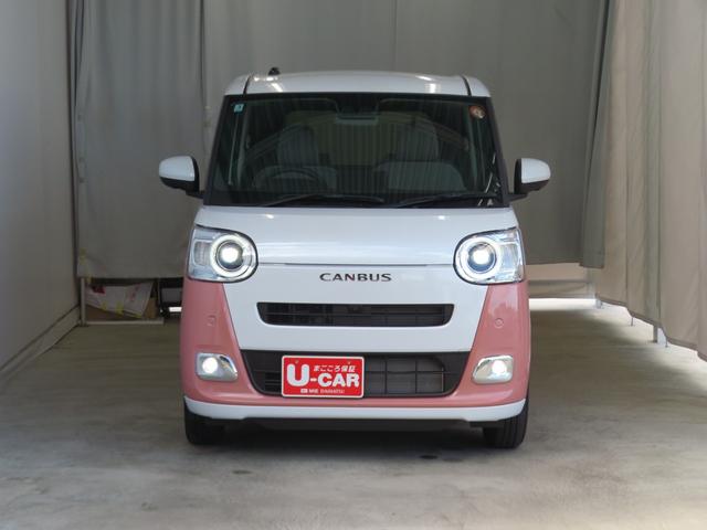 ムーヴキャンバスストライプスＧ　運転席・助手席シートヒーター　１年間無料保証電動パーキングブレーキ　コーナーセンサー　元ディーラー代車　オートエアコン　Ｗパワースライドドア　前後誤発進抑制　セキュリティーアラーム　パノラマカメラプッシュスタート　車線逸脱警告（三重県）の中古車