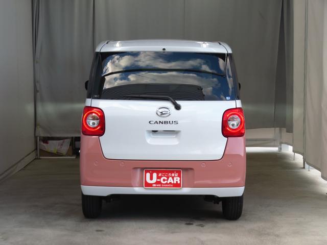 ムーヴキャンバスストライプスＧ　運転席・助手席シートヒーター　１年間無料保証電動パーキングブレーキ　コーナーセンサー　元ディーラー代車　オートエアコン　Ｗパワースライドドア　前後誤発進抑制　セキュリティーアラーム　パノラマカメラプッシュスタート　車線逸脱警告（三重県）の中古車