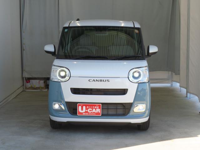 ムーヴキャンバスストライプスＧ　運転席・助手席シートヒーター　１年間無料保証電動パーキングブレーキ　コーナーセンサー　電動格納ミラー　　試乗車ＵＰ　ワンオーナー　キーフリー　衝突安全ボディ　バックカメラ　両側パワースライドドア　オートエアコン　ＬＥＤヘッドライト（三重県）の中古車