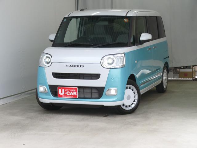 ムーヴキャンバスストライプスＧ　運転席・助手席シートヒーター　１年間無料保証電動パーキングブレーキ　コーナーセンサー　元ディーラー代車　ワンオーナー　キーフリー　ＬＥＤヘッドライト　両側パワースライドドア　バックカメラ　オートエアコン　パワーウィンドウ　電動格納ミラー（三重県）の中古車