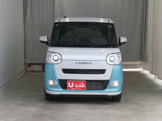 ムーヴキャンバスストライプスＧ　運転席・助手席シートヒーター　１年間無料保証電動パーキングブレーキ　コーナーセンサー　元ディーラー代車　ワンオーナー　キーフリー　ＬＥＤヘッドライト　両側パワースライドドア　バックカメラ　オートエアコン　パワーウィンドウ　電動格納ミラー（三重県）の中古車