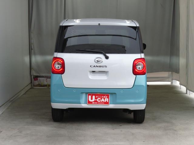 ムーヴキャンバスストライプスＧ　運転席・助手席シートヒーター　１年間無料保証電動パーキングブレーキ　コーナーセンサー　元ディーラー代車　ワンオーナー　キーフリー　ＬＥＤヘッドライト　両側パワースライドドア　バックカメラ　オートエアコン　パワーウィンドウ　電動格納ミラー（三重県）の中古車