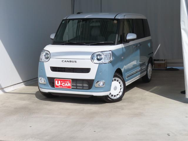 ムーヴキャンバスストライプスＧ　運転席・助手席シートヒーター　１年間無料保証電動パーキングブレーキ　コーナーセンサー　電格ミラー　元ディーラー代車　キーフリー　衝突安全ボディ　ＬＥＤヘッドライト　両側パワースライドドア　バックカメラ　オートエアコン　パワーウィンドウ（三重県）の中古車