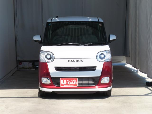 ムーヴキャンバスストライプスＧターボ　　　　　届出済未使用車　１年間無料保証電動パーキングブレーキ　コーナーセンサー　フルセグ　シートヒータ　デモカーＵＰ　キーフリー　　純正９型ディスプレイオーディオ　両側パワースライドドア　Ｂｌｕｅｔｏｏｔｈ対応　パノラマカメラ（三重県）の中古車