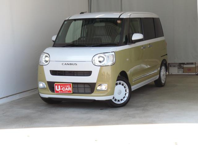 ムーヴキャンバスストライプスＧ　運転席・助手席シートヒーター　１年間無料保証電動パーキングブレーキ　コーナーセンサー　電動格納ミラー　元ディーラー代車　キーフリー　衝突安全ボディ　ＬＥＤヘッドライト　バックカメラ　両側パワースライド　オートエアコン　パワーウィンドウ（三重県）の中古車