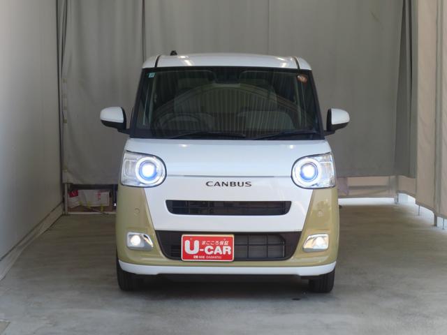 ムーヴキャンバスストライプスＧ　運転席・助手席シートヒーター　１年間無料保証電動パーキングブレーキ　コーナーセンサー　電動格納ミラー　元ディーラー代車　キーフリー　衝突安全ボディ　ＬＥＤヘッドライト　バックカメラ　両側パワースライド　オートエアコン　パワーウィンドウ（三重県）の中古車