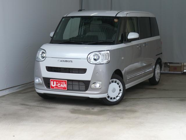 ムーヴキャンバスストライプスＧ　運転席・助手席シートヒーター　１年間無料保証電動パーキングブレーキ　コーナーセンサー　両側パワースライドドア　電動格納ミラー　オートエアコン　バックカメラ　パワーウィンドウ　試乗車ＵＰ　ワンオーナー　キーフリー　衝突安全ボディ　ＬＥＤライト（三重県）の中古車