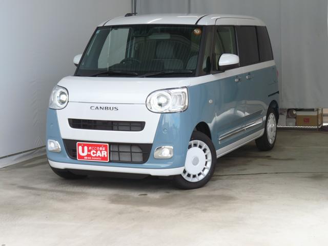 ムーヴキャンバスストライプスＧ　運転席・助手席シートヒーター　１年間無料保証電動パーキングブレーキ　コーナーセンサー　電動格納ミラー　試乗車ＵＰ　ワンオーナー　キーフリー　衝突安全ボディ　ＬＥＤライト　両側パワースライドドア　バックカメラ　オートエアコン　パワーウィンドウ（三重県）の中古車