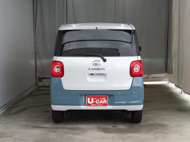 ムーヴキャンバスストライプスＧ　運転席・助手席シートヒーター　１年間無料保証電動パーキングブレーキ　コーナーセンサー　電動格納ミラー　試乗車ＵＰ　ワンオーナー　キーフリー　衝突安全ボディ　ＬＥＤライト　両側パワースライドドア　バックカメラ　オートエアコン　パワーウィンドウ（三重県）の中古車