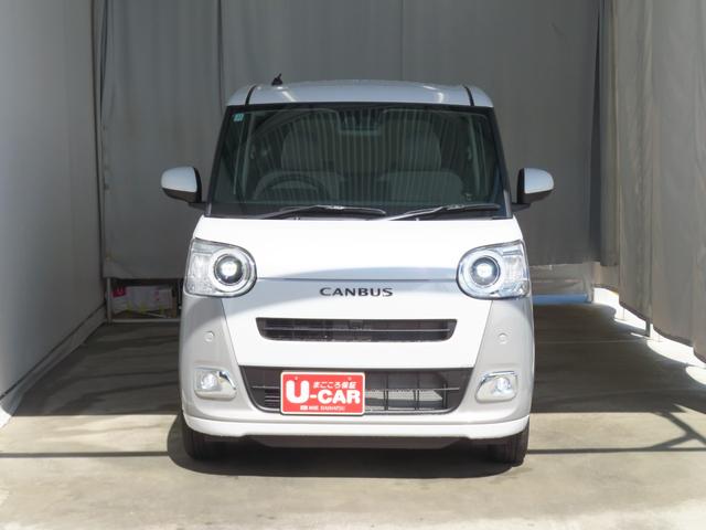 ムーヴキャンバスストライプスＧ　　届出済未使用車　キーフリー　１年間無料保証電動パーキングブレーキ　コーナーセンサー　バックカメラ　運転席・助手席シートヒーター　両側パワースライドドア　オートエアコン　電動格納ミラー　試乗車ＵＰ　ワンオーナー　衝突安全ボディ　ＬＥＤライト（三重県）の中古車