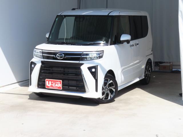 タントカスタムＸ　　届出済未使用車　パノラマカメラ　１年間無料保証両側パワースライドドア　コーナーセンサ　ワンオーナー　元試乗車　電動ミラー　地デジ　純正９型ディスプレイオーディオ　キーフリー　運転席・助手席シートヒーター　電動パーキングブレーキ　Ｂｌｕｅｔｏｏｔｈ（三重県）の中古車