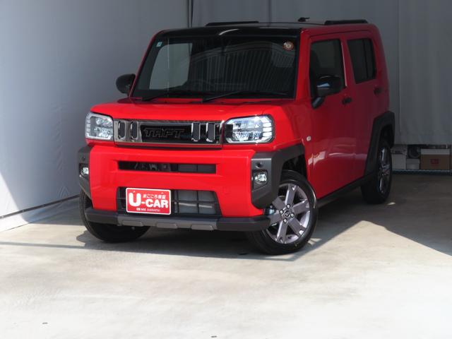 タフトＧターボ　ダーククロムベンチャー　キーフリー　１年間無料保証届出済未使用車　電動パーキングブレーキ　電動格納ミラー　誤発進抑制機能　Ｂｌｕｅｔｏｏｔｈ　シートヒーター　ワンオーナー　ＴＶ　純正９型ディスプレイオーディオ　パノラマカメラ　コーナーセンサー（三重県）の中古車