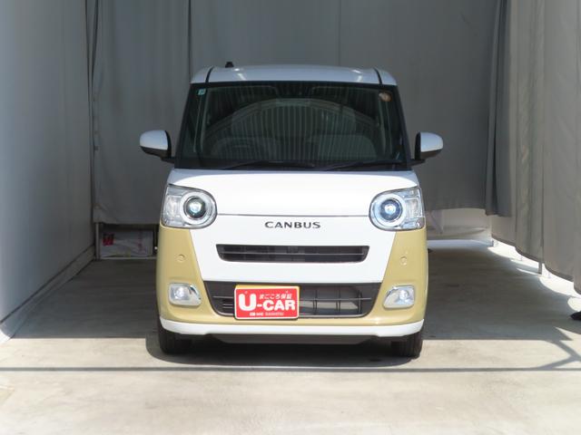 ムーヴキャンバスストライプスG 運転席・助手席シートヒーター 1年間無料保証電動パーキングブレーキ コーナーセンサー 電動格納ミラー バックカメラ オートエアコン 両側パワースライドドア 試乗車UP ワンオーナー キーフリー 衝突安全ボディ LEDヘッドライト(三重県)の中古車