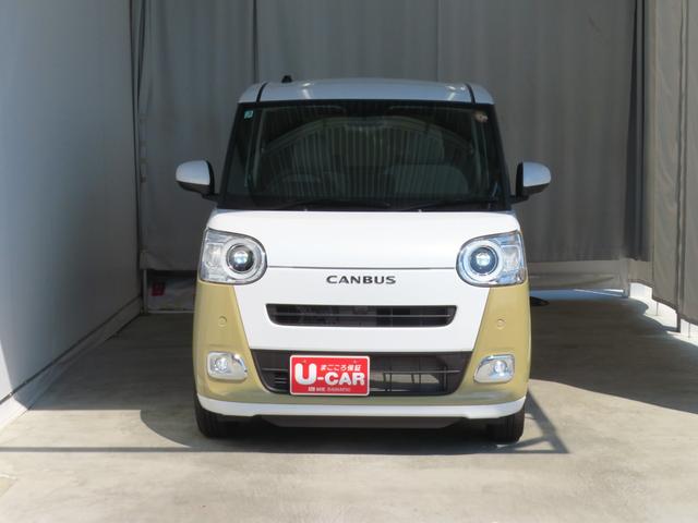 ムーヴキャンバスストライプスＧターボ　両側パワースライドドア　１年間無料保証コーナーセンサー　電動パーキングブレーキ　電動格納ミラー　バックカメラ　デモカーＵＰ　キーフリー　ワンオーナー　記録簿　運転席・助手席シートヒーター　オートエアコン　パワーウィンドウ　純正フロアマット（三重県）の中古車