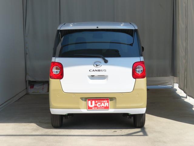 ムーヴキャンバスストライプスＧターボ　両側パワースライドドア　１年間無料保証コーナーセンサー　電動パーキングブレーキ　電動格納ミラー　バックカメラ　デモカーＵＰ　キーフリー　ワンオーナー　記録簿　運転席・助手席シートヒーター　オートエアコン　パワーウィンドウ　純正フロアマット（三重県）の中古車