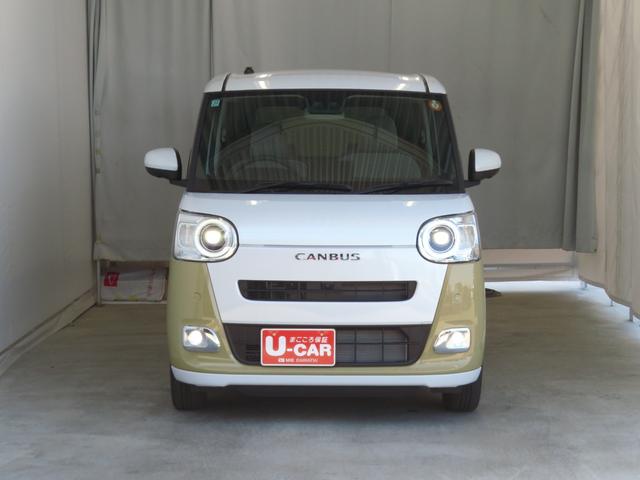 ムーヴキャンバスストライプスG 運転席・助手席シートヒーター 1年間無料保証電動パーキングブレーキ コーナーセンサー 電動格納ミラー AUTOライト 元試乗車 LEDヘットライト Pスタート レーンアシスト パノラマカメラ 両側パワースライドドア オートエアコン(三重県)の中古車